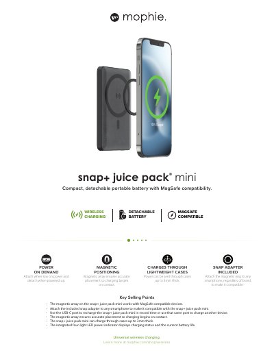 mophie snap + juice pack mini Product Leaflet - cover page