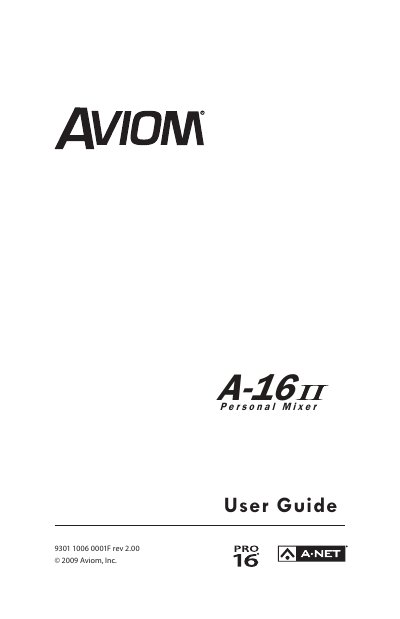 Aviom A-16II Personal Mixer User Guide - cover page