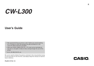 Casio CW-L300 Printer User's Guide