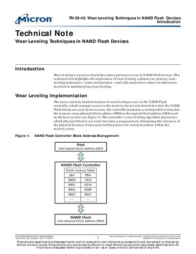 Micron Wear-Leveling Techniques in NAND Flash Devices Technical Note - cover page