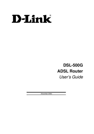 D-Link DSL-500G ADSL Router User Manual - cover page