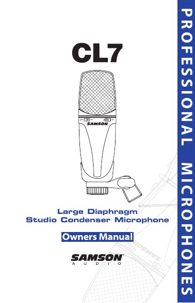 Samson CL7 Studio Condenser Microphone Owner's Manual - cover page