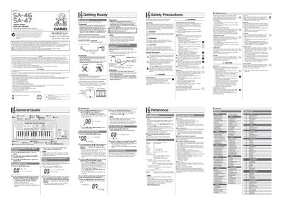 Casio SA-46/SA-47 Digital Keyboard User's Guide