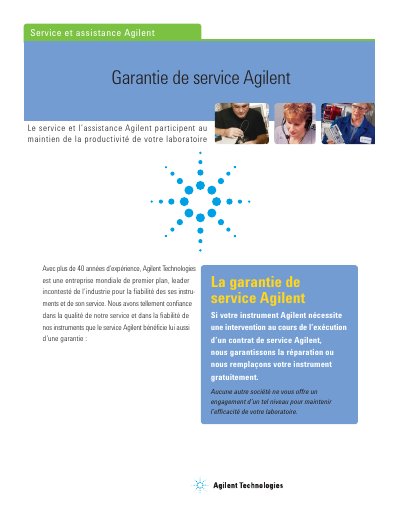 Agilent Service Guarantee Brochure - cover page