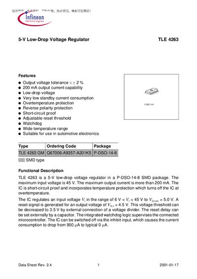 Infineon TLE 4263 Datasheet - cover page