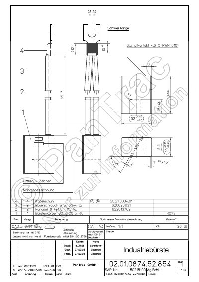 PanTrac RC73 Carbon Brush Parts List - cover page