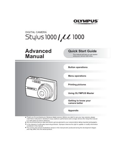 OLYMPUS DIGITAL CAMERA Stulus 1000/U1000 Advanced Manual (1)(1) - cover page