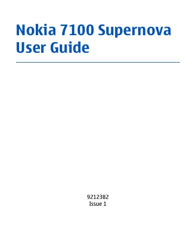Nokia 7100 Supernova User Guide - cover page