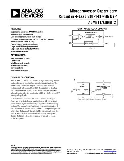 Analog Devices ADM811/ADM812 Datasheet Rev F - cover page