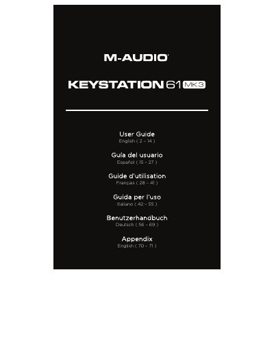 M-Audio Keystation 61 MK3 User Guide - cover page