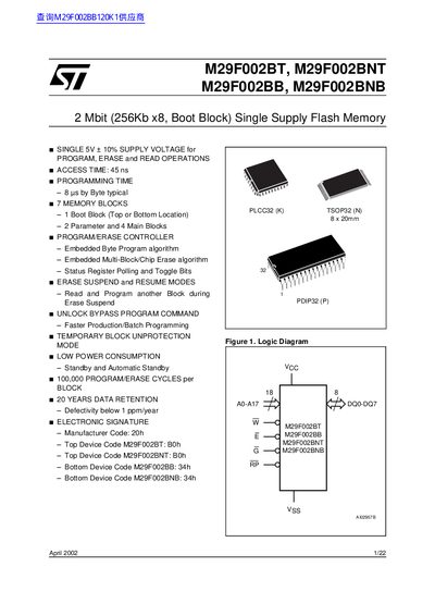 ST M29F002BT M29F002BNT M29F002BB M29F002BNB handbook