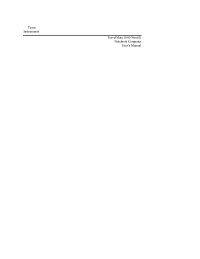 Texas Instruments TravelMate 3000 WinSX Notebook Computer User Manual - cover page