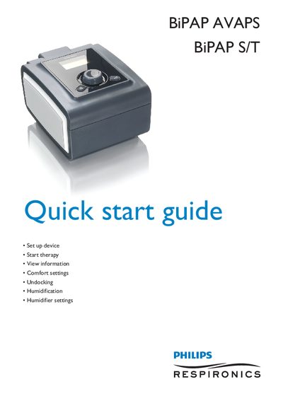 Philips BiPAP AVAPS / BiPAP S/T Quick Start Guide - cover page