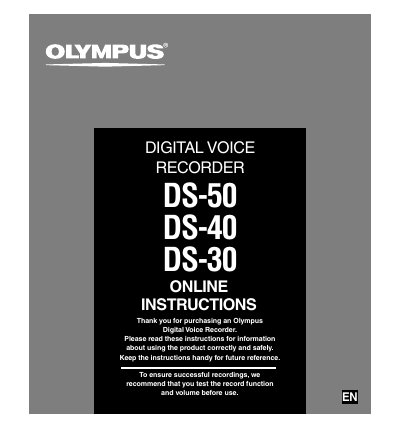 Olympus DS-50/DS-40/DS-30 Digital Voice Recorder User Manual