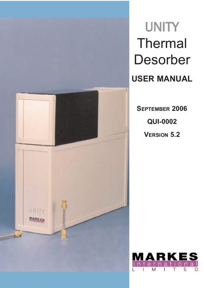 Markes UNITY Thermal Desorber User Manual - cover page