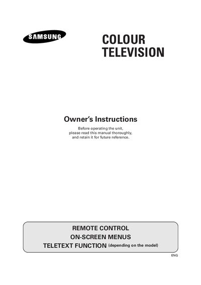 Samsung Color Television Owner's Manual - cover page