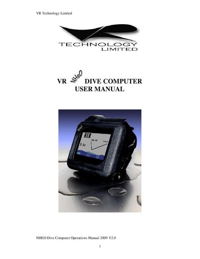 NHEO VR Dive Computer Operations Manual - cover page