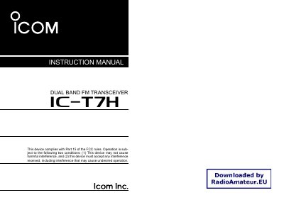 Instruction Manual for iT7H Dual-Band FM Transceiver - cover page