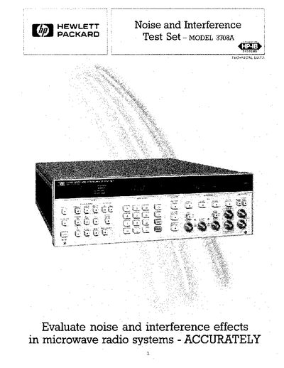 HP 3708A Noise and Interference Test Set Datasheet - cover page