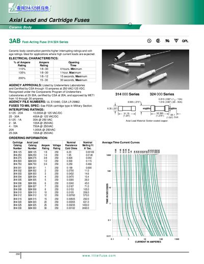 Littelfuse 3AB Fast-Acting Fuse 314/324 Series Product Leaflet - cover page