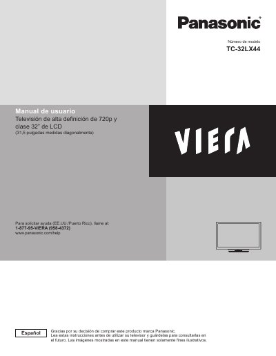 Panasonic TC-32LX44 High Definition Television User Manual - cover page