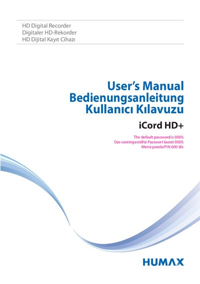 Humax iCord HD+ Digital Recorder User Manual - cover page