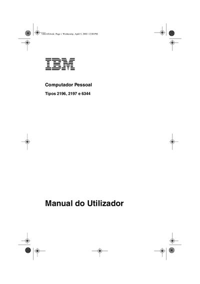 IBM Personal Computer Types 2196, 2197 and 6344 User Manual - cover page