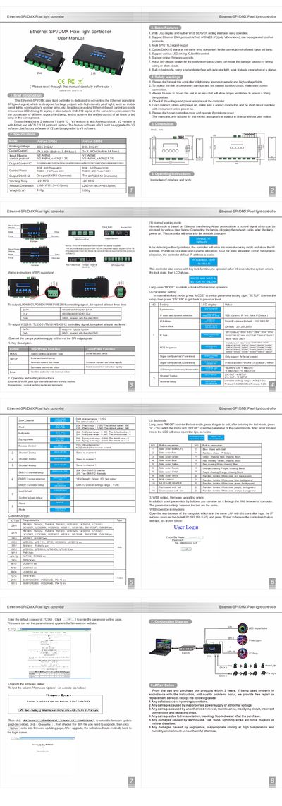 Ethernet-SPI ID04000012 Pixel Light Controller User Manual