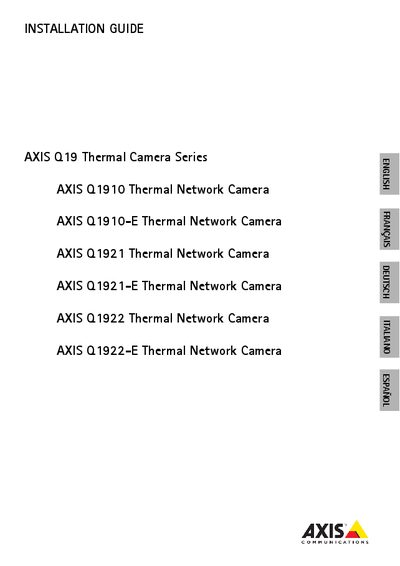 Axis Q1910/-E, Q1921/-E, Q1922/-E Installation Guide - cover page
