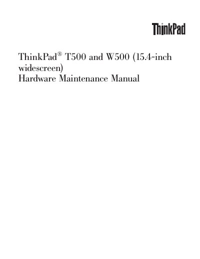 ThinkPad T500 W500 (15.4-inch widescreen) Hardware Maintenance Manual - cover page