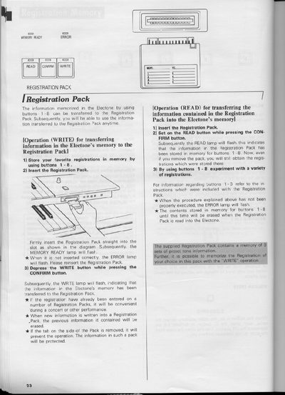 Yamaha Electone Registration Pack User Manual - cover page