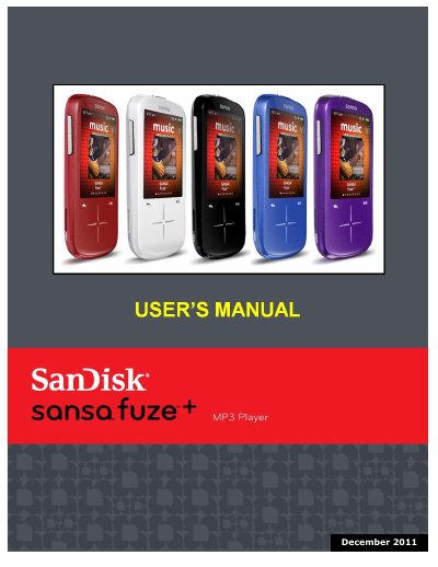 SanDisk Fuze+ MP3 Player User Manual - cover page