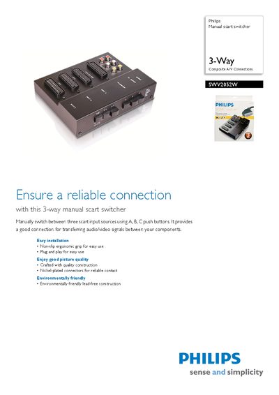 Philips SWV2052W Manual Scart Switcher User Manual - cover page
