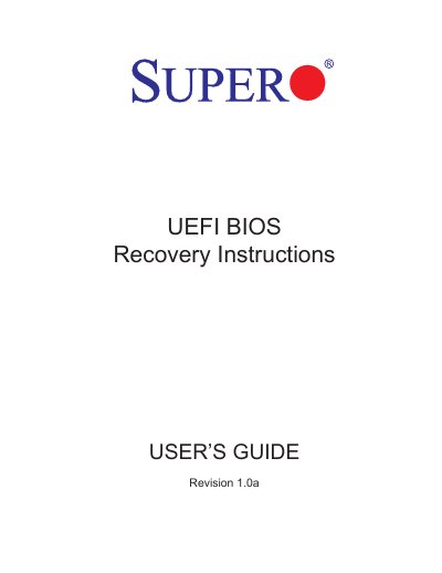 Supermicro UEFI BIOS Recovery Instructions User's Guide - cover page