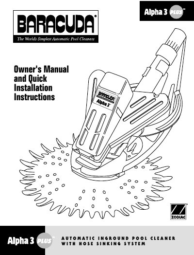 Zodiac Alpha 3 Plus Automatic Inground Pool Cleaner Owner's Manual - cover page