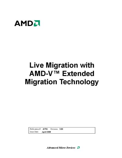 AMD AMD-V Extended Migration Technology Application Note - cover page