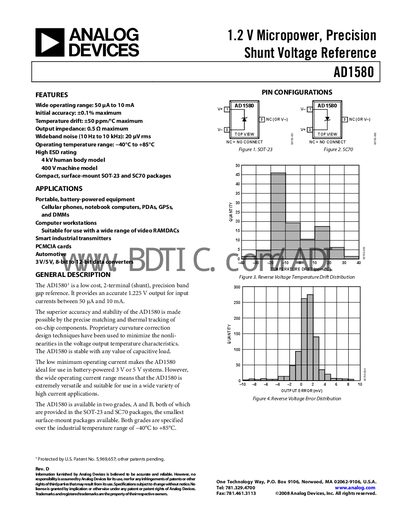 Analog Devices AD1580 Datasheet - cover page