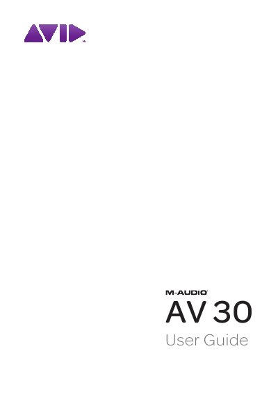 M-Audio AV 30 Desktop Multimedia Audio Monitor User Guide - cover page