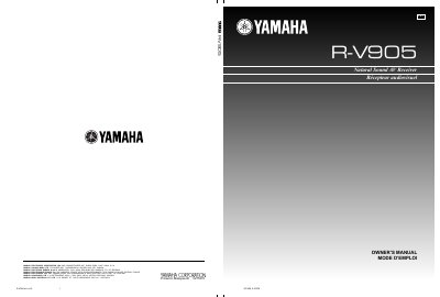 Yamaha R-V905 Natural Sound AV Receiver Owner's Manual