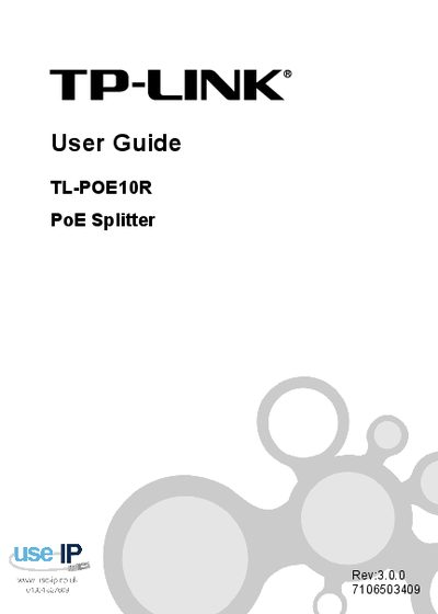 TP-Link TL-POE10R PoE Splitter User Guide - cover page