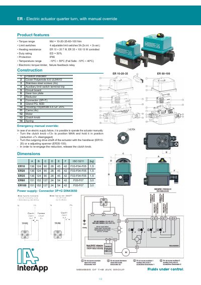 InterApp ER Electric Actuator Quarter Turn with Manual Override Product Leaflet - cover page