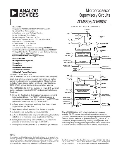 Analog Devices ADM8696/ADM8697 Datasheet - cover page