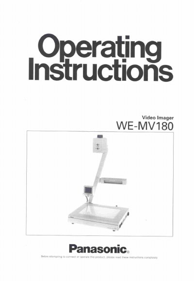 Panasonic WE-MV180 Video Imager Operating Instructions - cover page