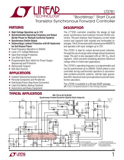 Linear Technology LT3781 Datasheet - cover page