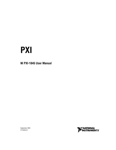 National Instruments PXI-1045 User Manual - cover page