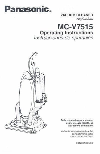 Panasonic MC-V7515 Vacuum Cleaner Operating Instructions - cover page