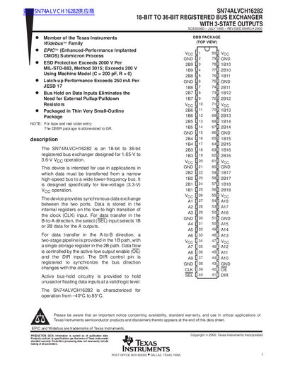 Texas Instruments SN74ALVCH16282 Datasheet - cover page
