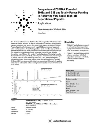 Agilent ZORBAX Poroshell 300Extend-C18 High-pH Separation Application - cover page