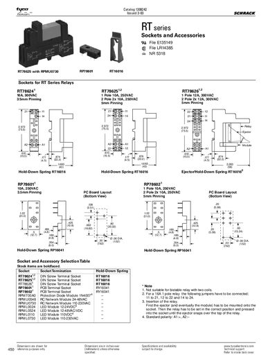 Tyco Electronics RT Series Sockets and Accessories Catalog - cover page