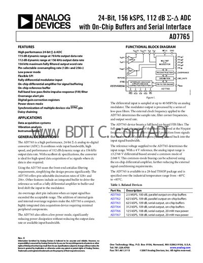 Analog Devices AD7765 Datasheet - cover page